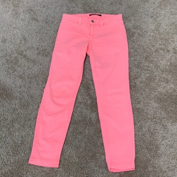 J BRAND Size 26 Neon Coral Skinny Jeans